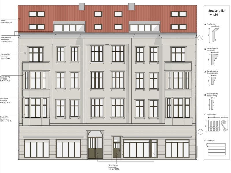 MD-Berlin, Dachgeschossausbau, Sanierung und Nutzungsänderung Ladenlokale 
